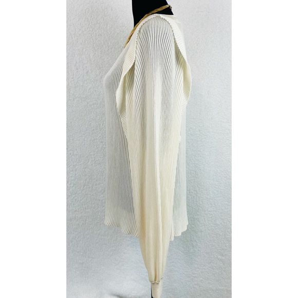 CHLOÉ • Cream Ribbed Ruffle Long Sleeve Silk-Blend Sweater - Picture 7 of 16